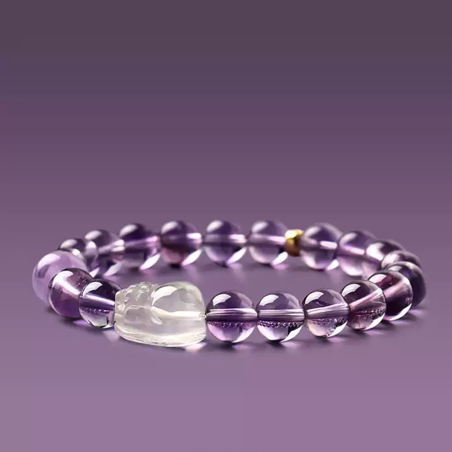 Natural Amethyst & Clear Quartz Bracelet – Fire Element