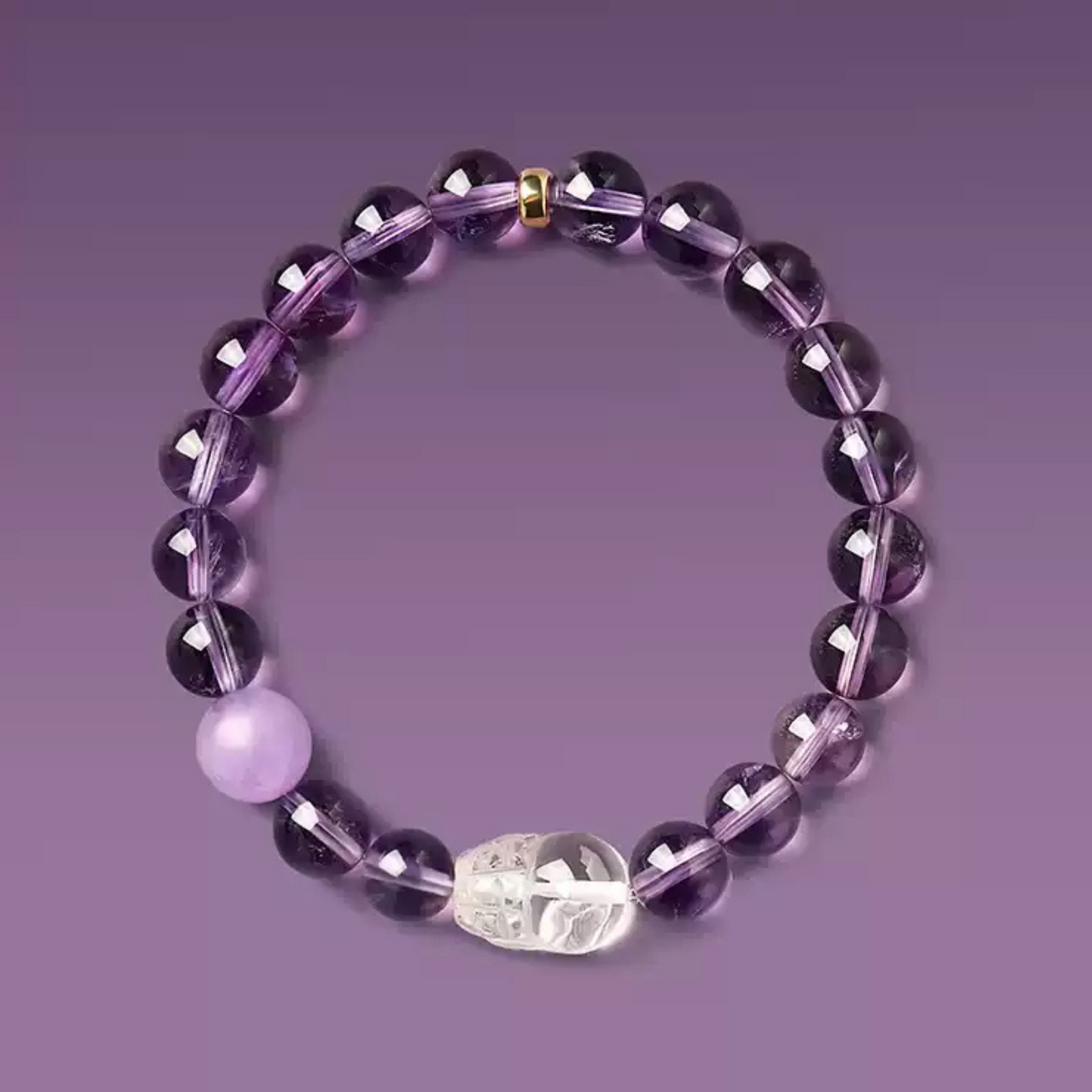 Natural Amethyst & Clear Quartz Bracelet – Fire Element