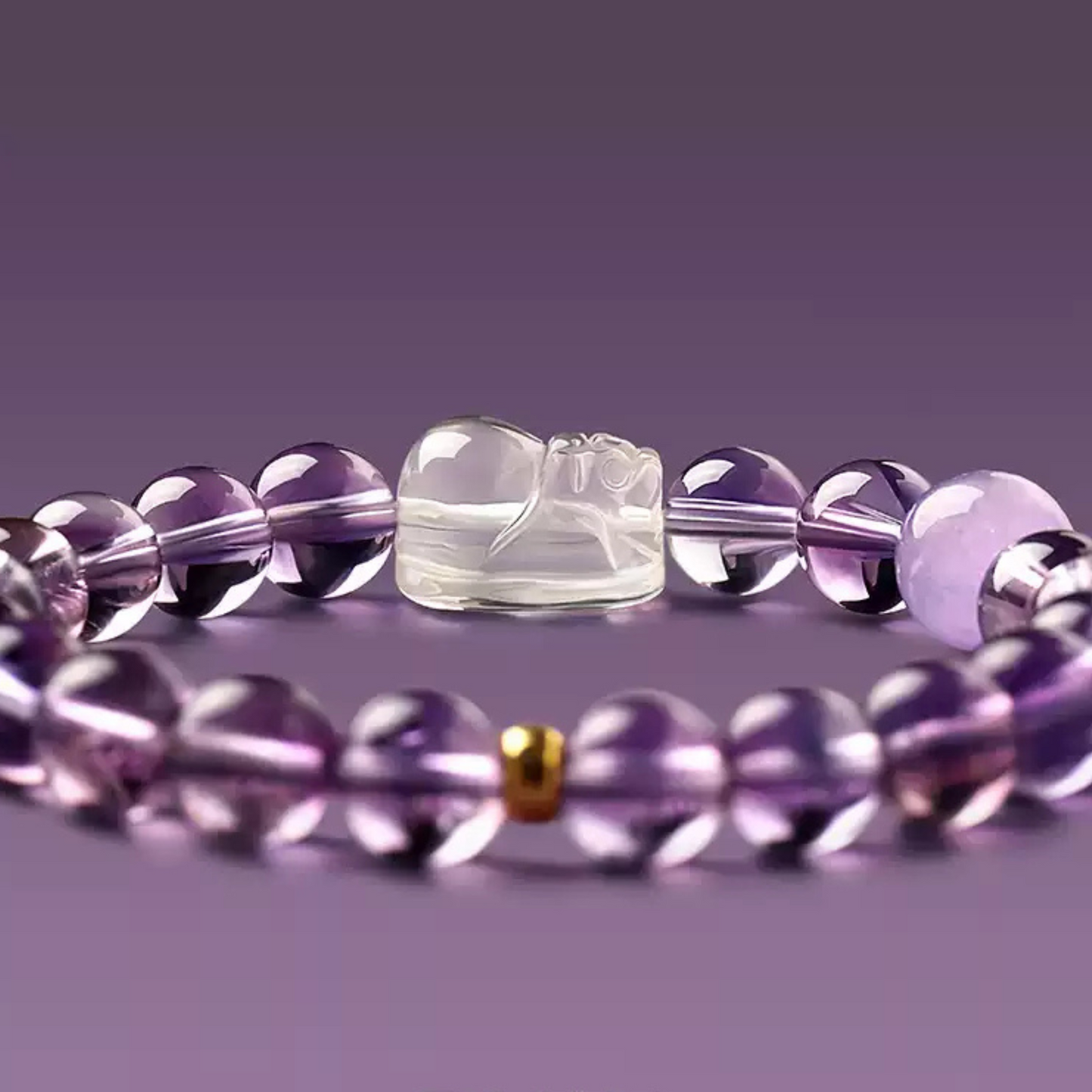 Natural Amethyst & Clear Quartz Bracelet – Fire Element