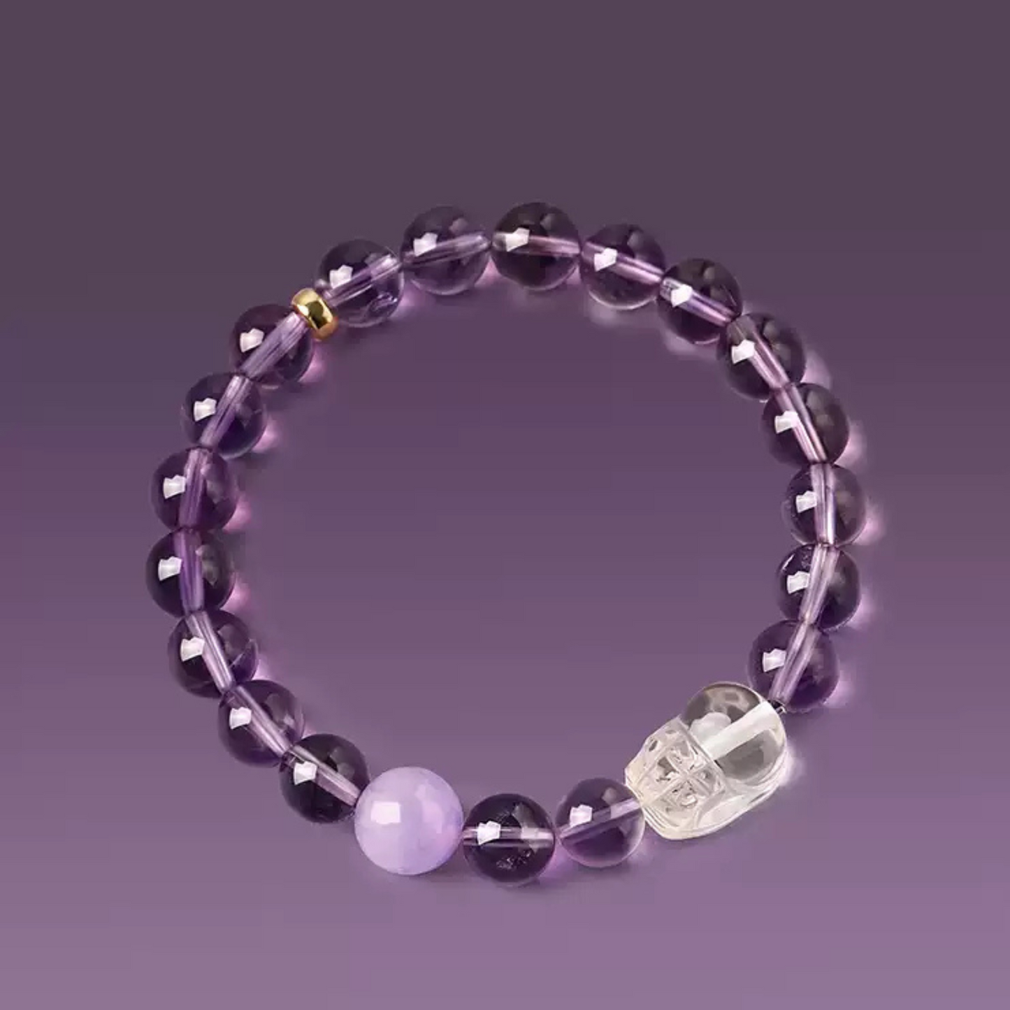 Natural Amethyst & Clear Quartz Bracelet – Fire Element