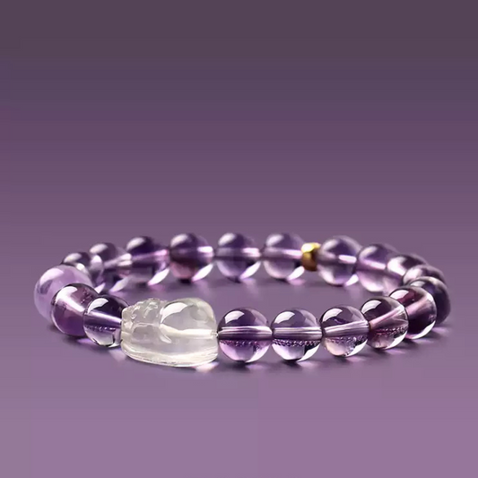 Natural Amethyst & Clear Quartz Bracelet – Fire Element