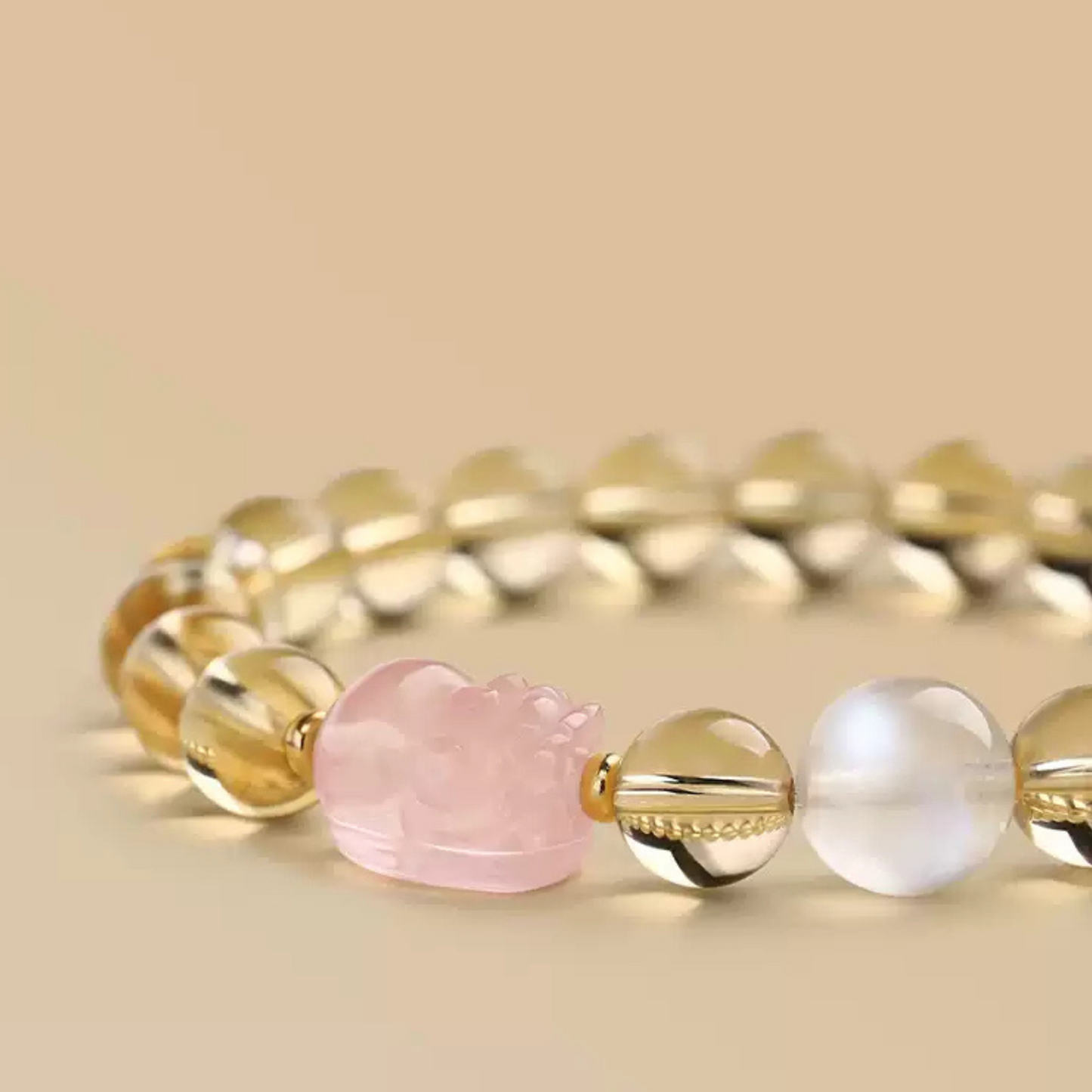 Natural Citrine, Moonstone & Rose Quartz Bracelet – Earth Element