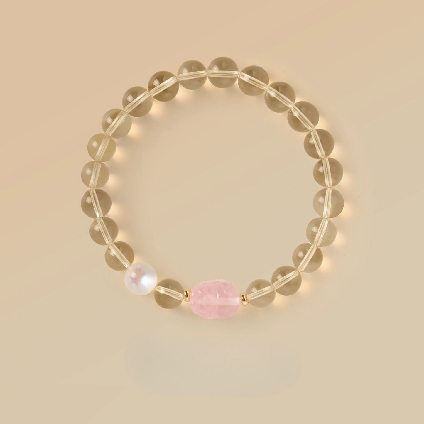 Natural Citrine, Moonstone & Rose Quartz Bracelet – Earth Element