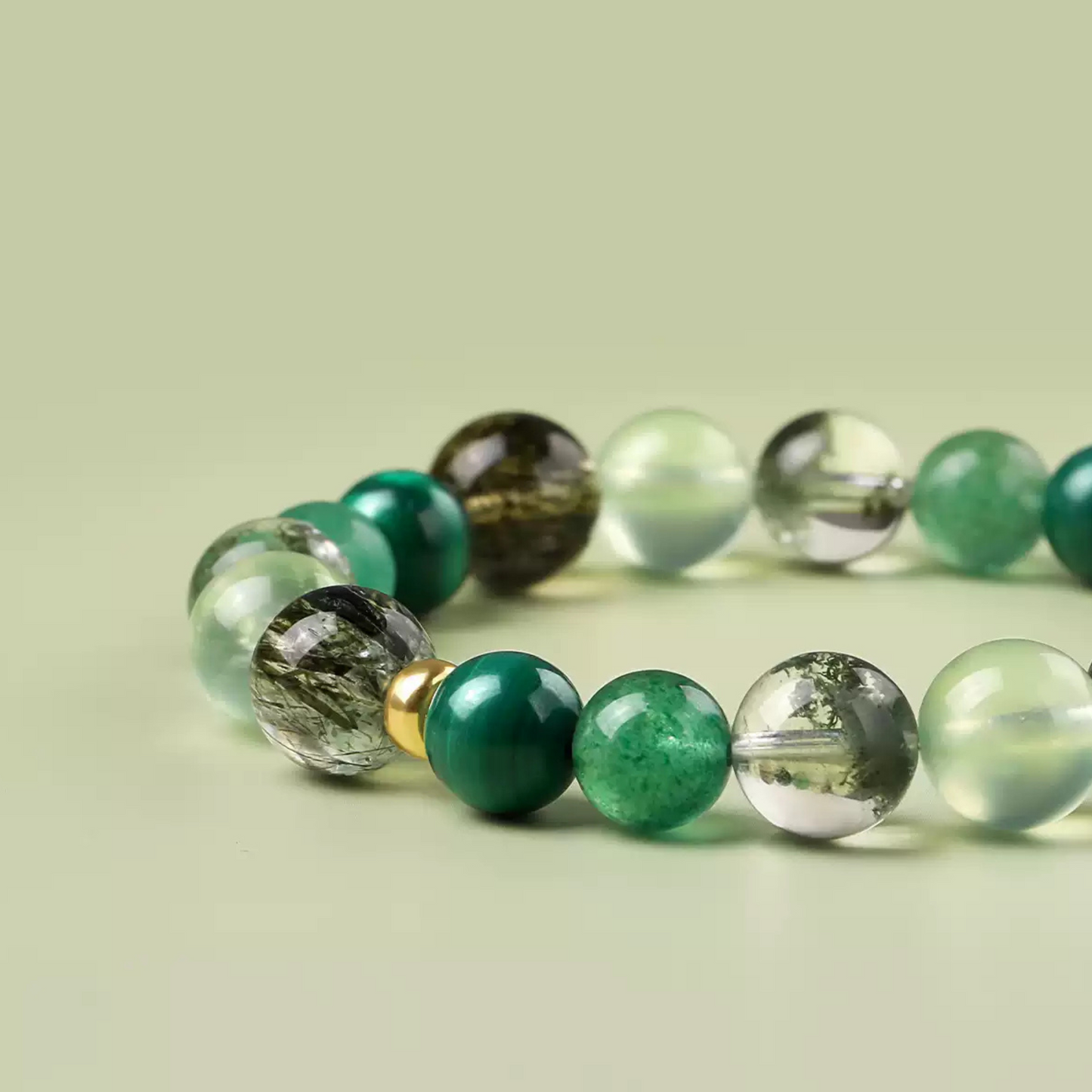 Natural Green Phantom Crystal Bracelet - Wood Element